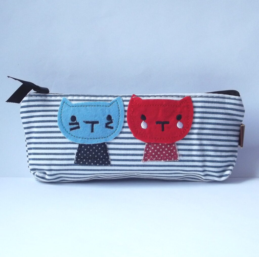 Cat Fabric Pencil Cases Kawaii Stationery UK